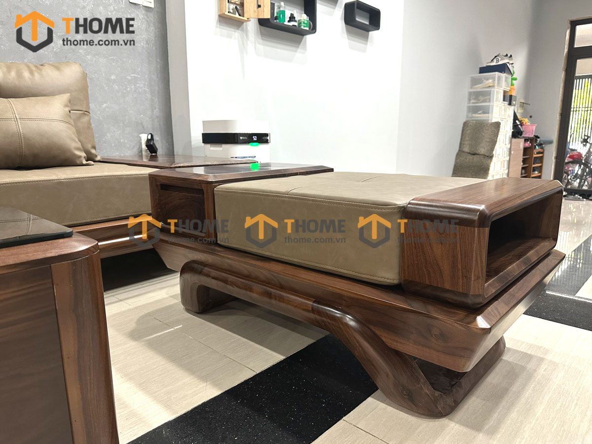 Sofa Góc Hamilton Gỗ Óc Chó Tự Nhiên Chân Chéo SFĐ-27OC