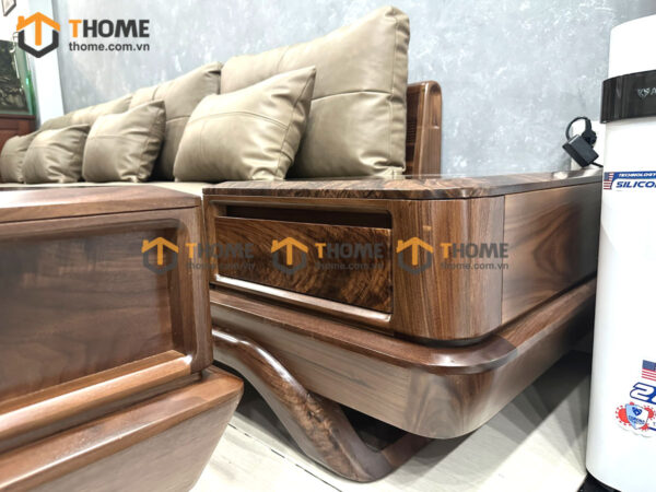 Sofa Góc Hamilton Gỗ Óc Chó Tự Nhiên Chân Chéo SFĐ-27OC