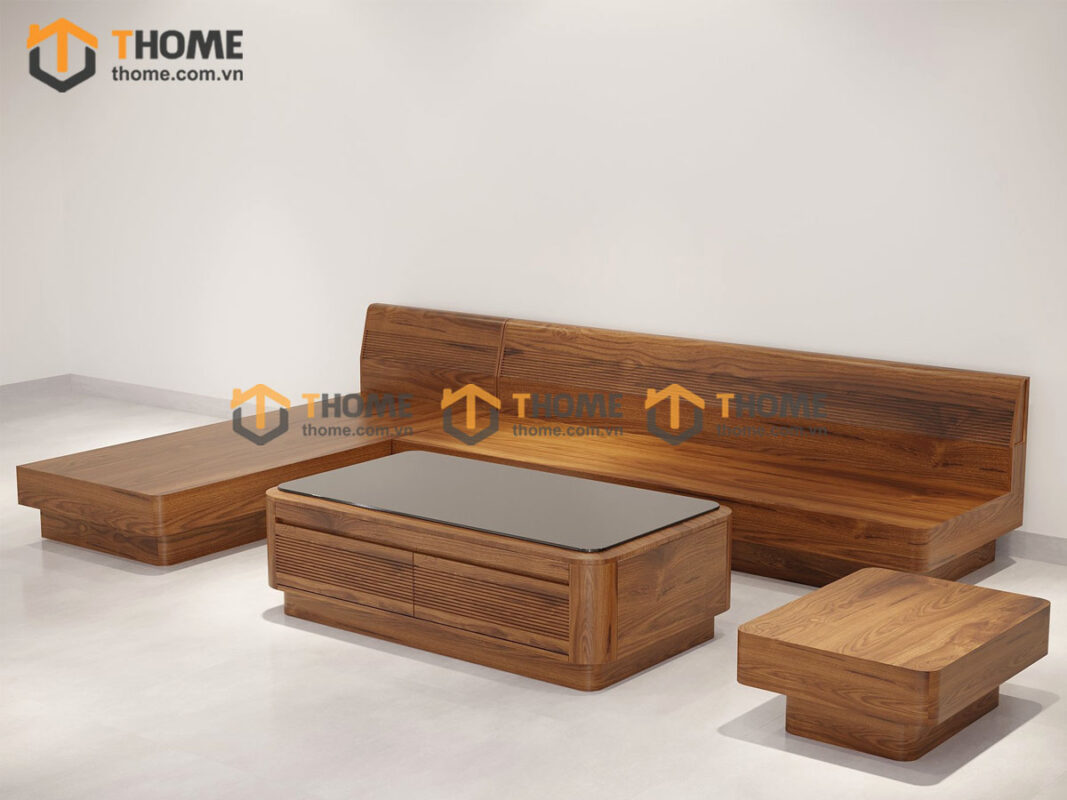 Sofa DW Gỗ Sồi Tự Nhiên Chân Vuông Không Nệm Màu Óc Chó SFĐ-28SN