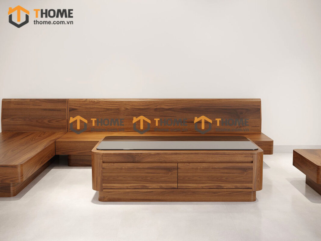 Sofa DW Gỗ Sồi Tự Nhiên Chân Vuông Không Nệm Màu Óc Chó SFĐ-28SN