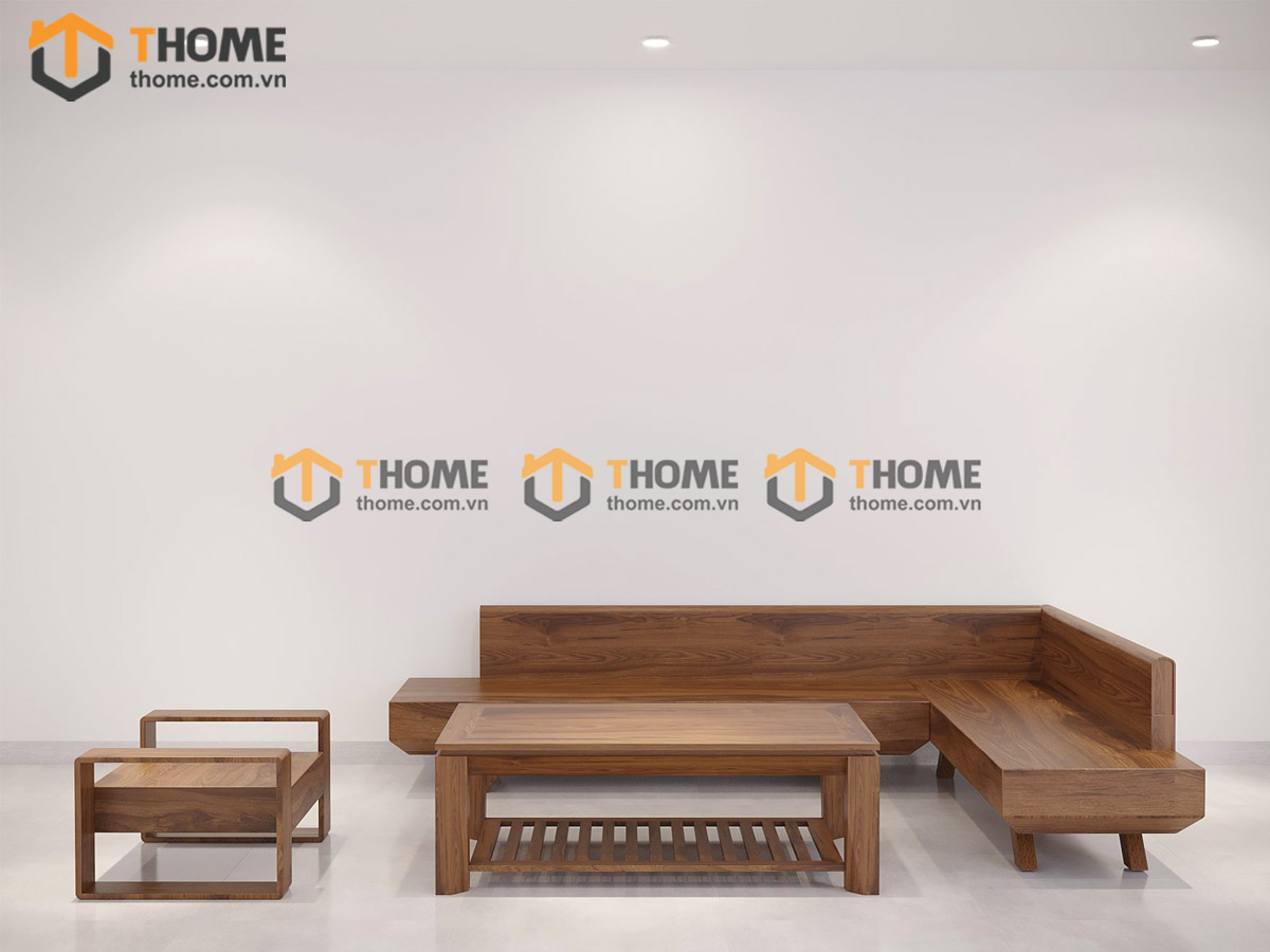 Sofa DW Gỗ Sồi Tự Nhiên Chân Vuông Không Nệm Màu Óc Chó SFĐ-26SN
