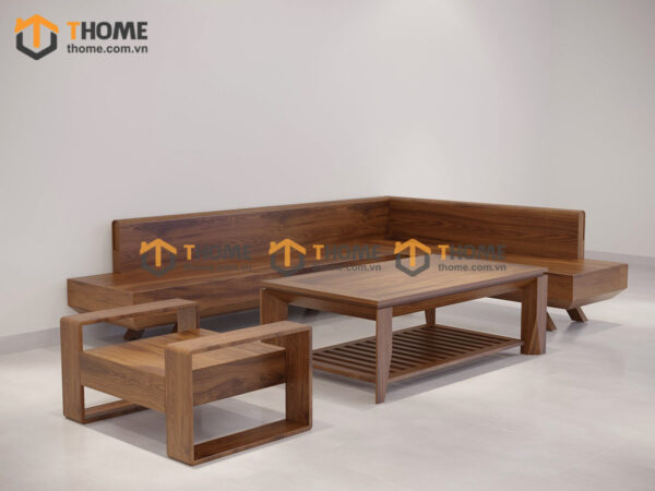 Sofa DW Gỗ Sồi Tự Nhiên Chân Vuông Không Nệm Màu Óc Chó SFĐ-26SN