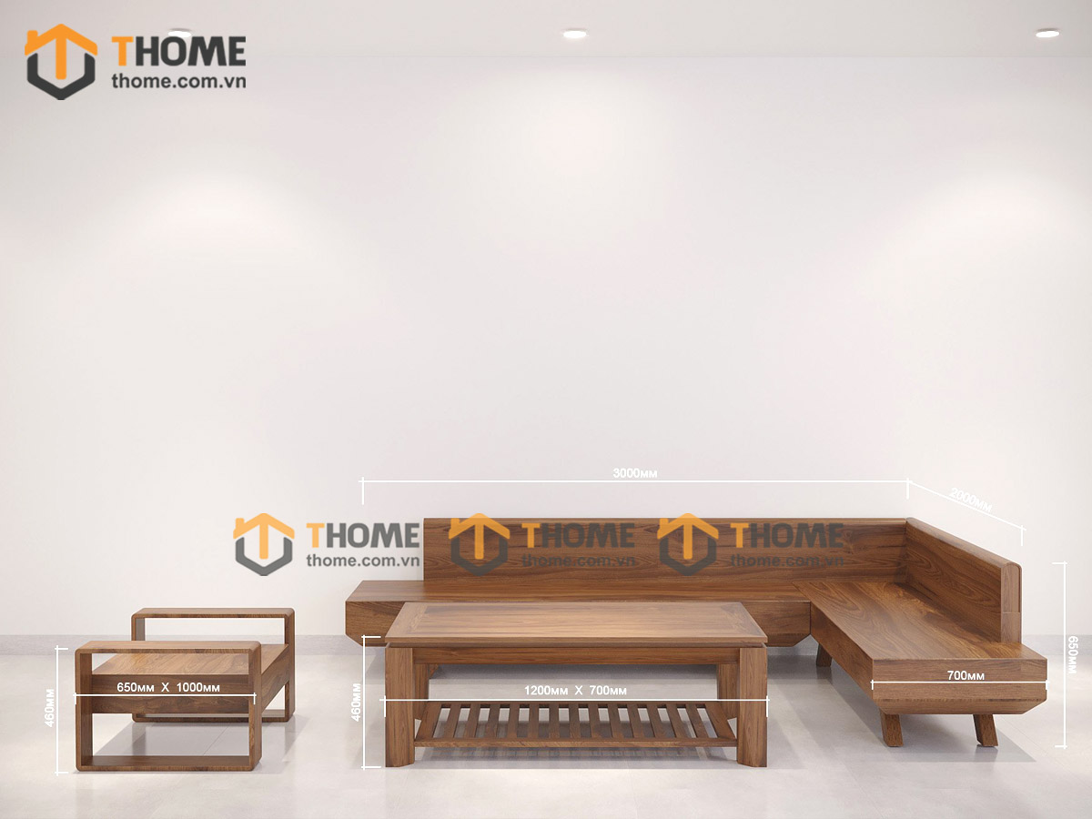 Sofa DW Gỗ Sồi Tự Nhiên Chân Vuông Không Nệm Màu Óc Chó SFĐ-26SN
