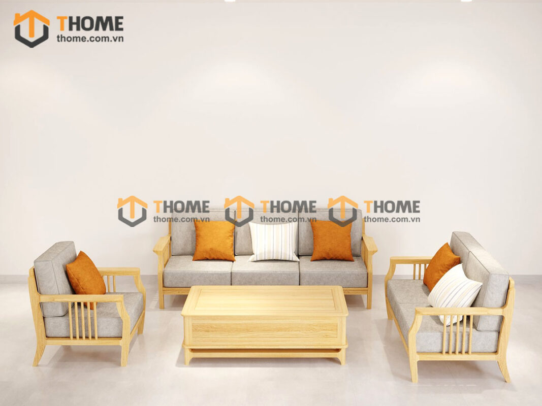Sofa Queen Gỗ Sồi Tự Nhiên 4 Món Màu Tự Nhiên 2.15m SFT-26SN