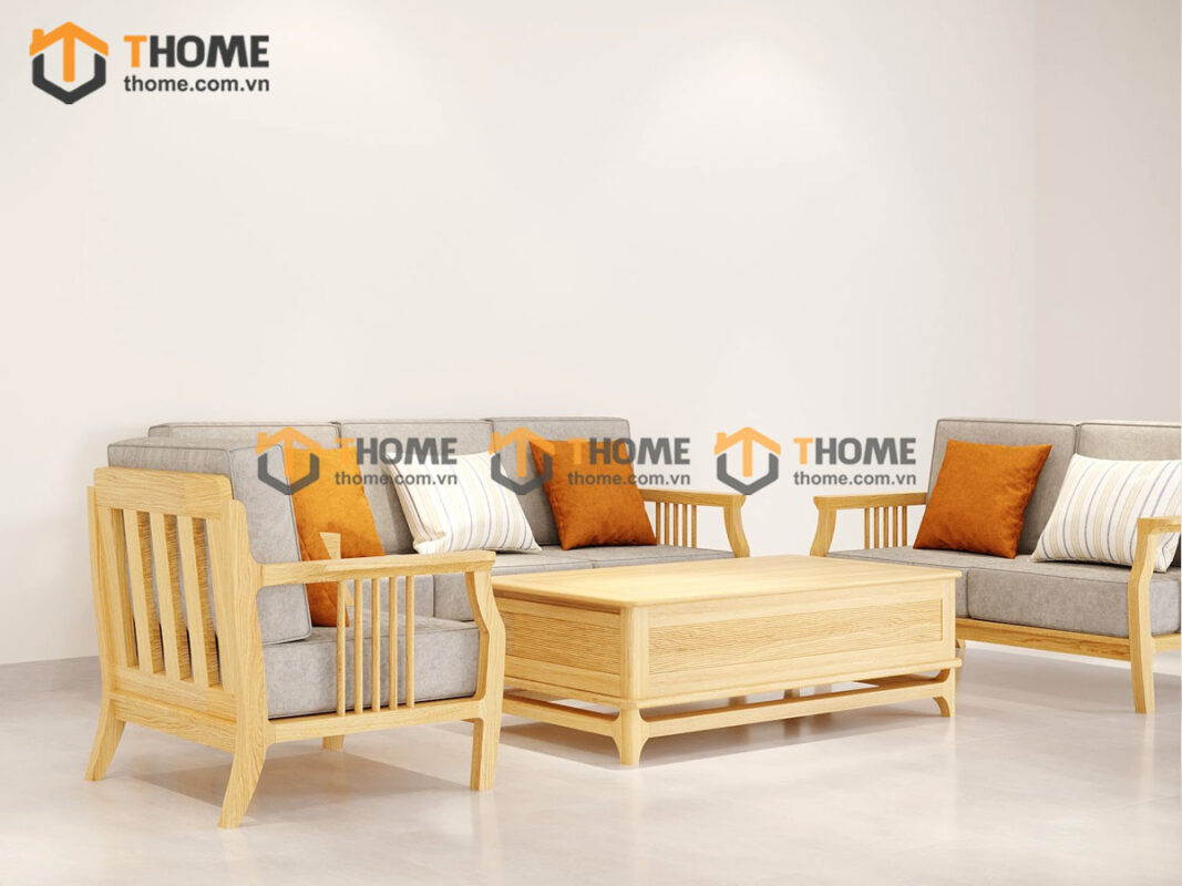 Sofa Queen Gỗ Sồi Tự Nhiên 4 Món Màu Tự Nhiên 2.15m SFT-26SN