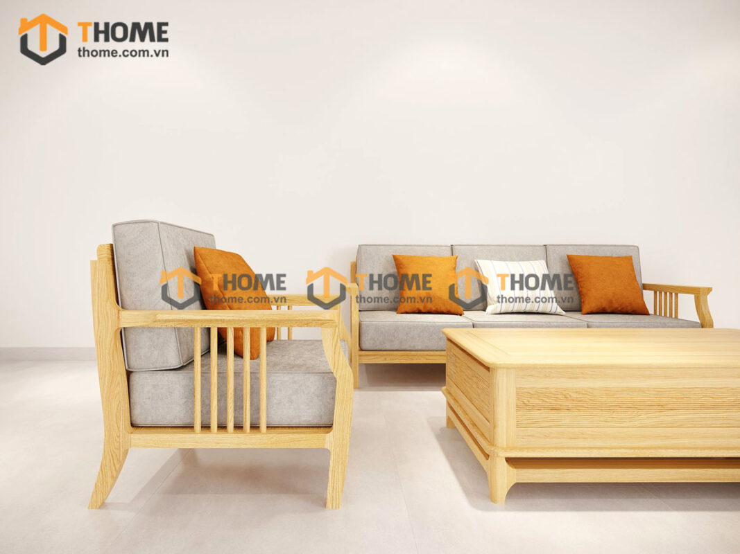 Sofa Queen Gỗ Sồi Tự Nhiên 4 Món Màu Tự Nhiên 2.15m SFT-26SN