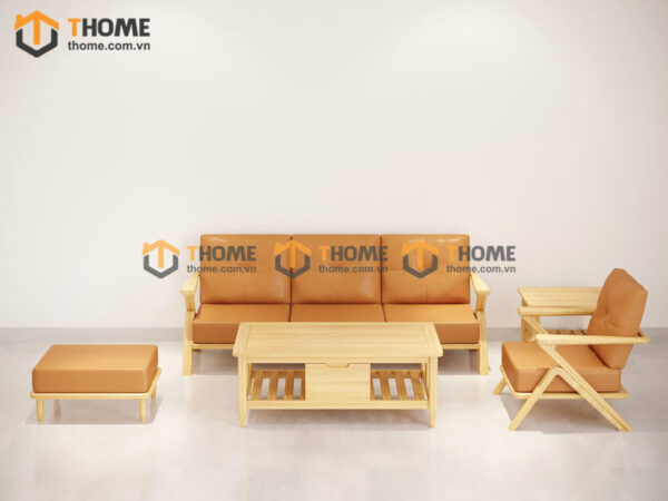 Sofa Vex Gỗ Sồi Tự Nhiên 5 Món Màu Tự Nhiên 2.0m SFT-30SN