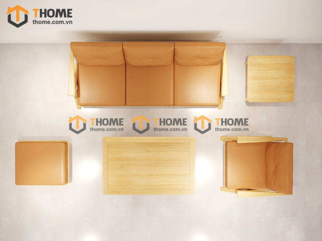 Sofa Vex Gỗ Sồi Tự Nhiên 5 Món Màu Tự Nhiên 2.0m SFT-30SN
