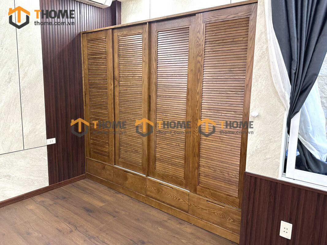 Tủ áo gỗ sồi tự nhiên thiết kế 19 TA-29SN
