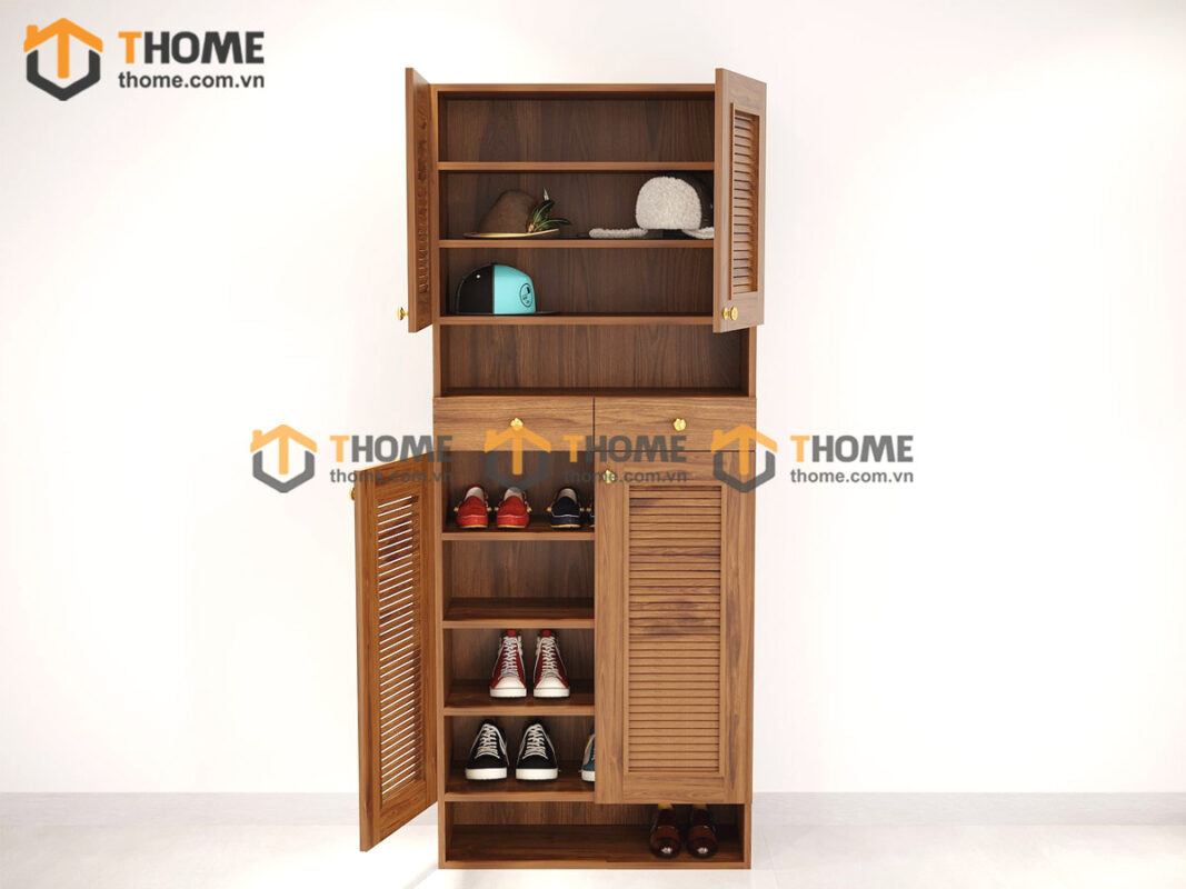 Tủ Giày Gỗ Sồi Tự Nhiên 4 Cánh Mở TG-16SN