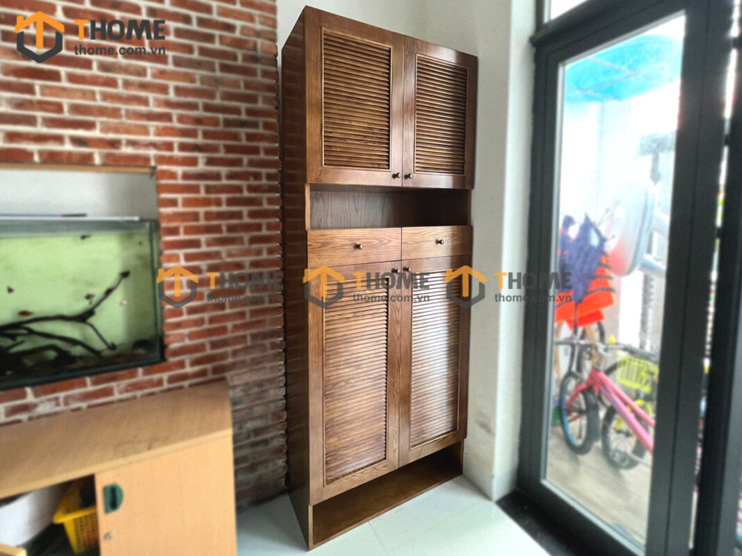 Tủ Giày Gỗ Sồi Tự Nhiên 4 Cánh Mở TG-16SN