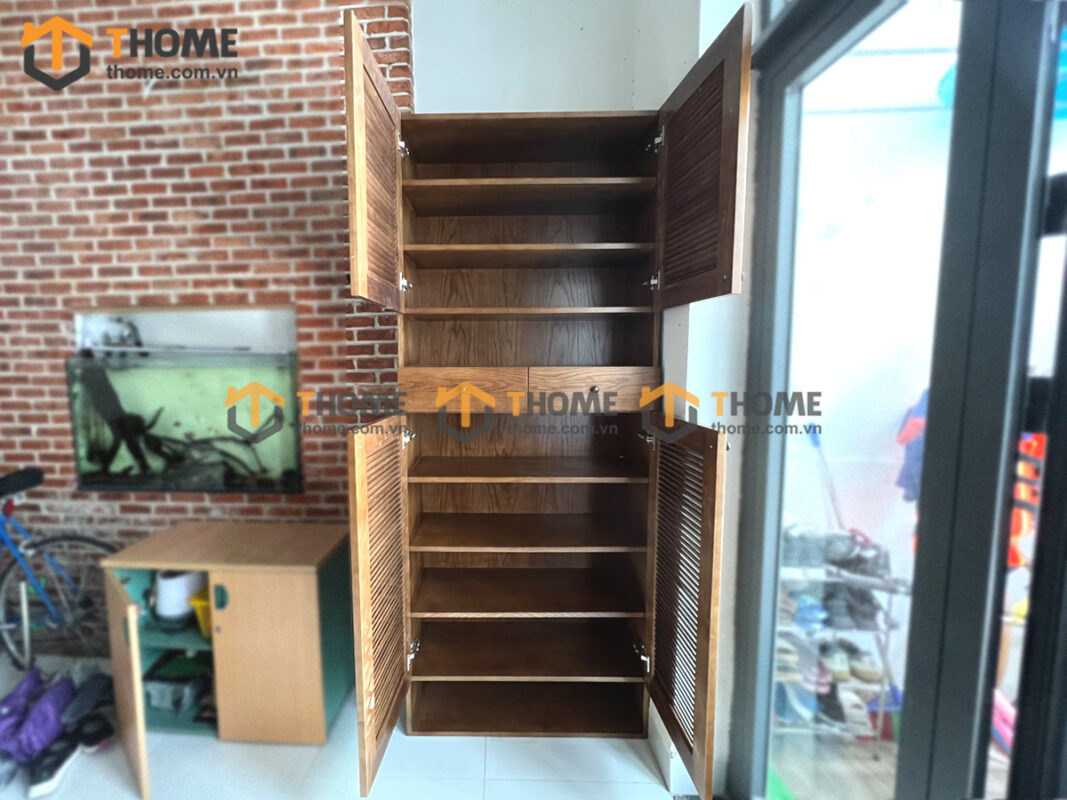 Tủ Giày Gỗ Sồi Tự Nhiên 4 Cánh Mở TG-16SN