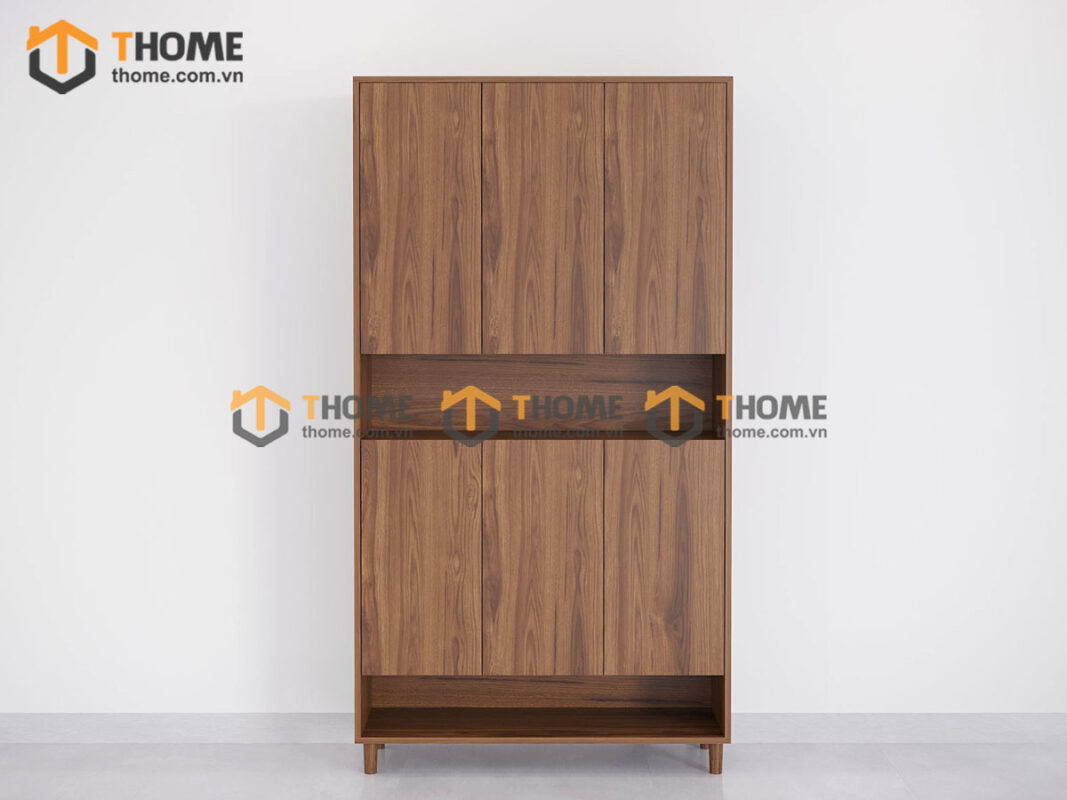 Tủ Giày Gỗ Sồi Tự Nhiên 6 Cánh Mở Gỗ Công Nghiệp TG-15CN
