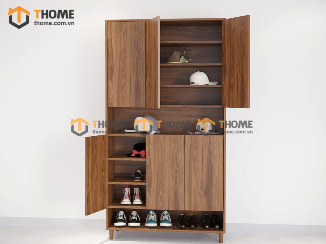 Tủ Giày Gỗ Sồi Tự Nhiên 6 Cánh Mở Gỗ Công Nghiệp TG-15CN