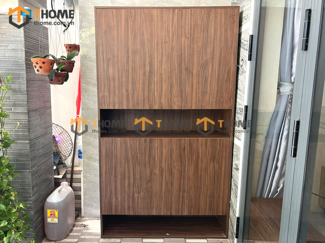 Tủ Giày Gỗ Sồi Tự Nhiên 6 Cánh Mở Gỗ Công Nghiệp TG-15CN