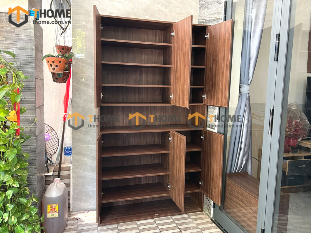Tủ Giày Gỗ Sồi Tự Nhiên 6 Cánh Mở Gỗ Công Nghiệp TG-15CN
