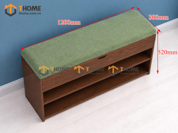 Tủ Giày Kèm Ghế Ngồi Gỗ Sồi Tự Nhiên 2 Hộc TG-14SN