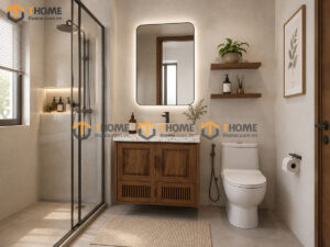 Tủ Lavabo Gỗ Sồi Tự Nhiên Treo Tường 4 Cánh Mở TL-03SN