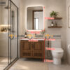 Tủ Lavabo Gỗ Sồi Tự Nhiên Treo Tường 4 Cánh Mở TL-03SN