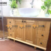 Tủ Lavabo Gỗ Sồi Tự Nhiên Có Chân 2 Cánh Mở TL-02SN