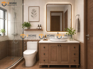 Tủ Lavabo Gỗ Sồi Tự Nhiên Có Chân 2 Cánh Mở TL-02SN