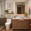 Tủ Lavabo Gỗ Sồi Tự Nhiên Có Chân 2 Cánh Mở TL-02SN
