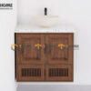 Tủ Lavabo Gỗ Sồi Tự Nhiên Treo Tường 4 Cánh Mở TL-03SN