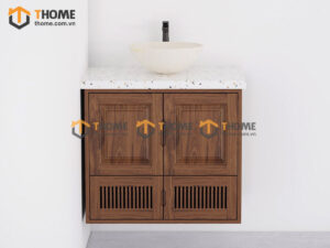 Tủ Lavabo Gỗ Sồi Tự Nhiên Treo Tường 4 Cánh Mở TL-03SN