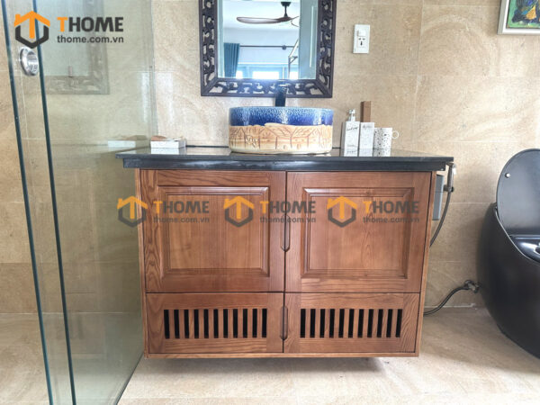 Tủ Lavabo Gỗ Sồi Tự Nhiên Treo Tường 4 Cánh Mở TL-03SN