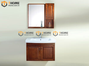 Tủ Lavabo Gỗ Sồi Tự Nhiên Treo Tường 4 Cánh Mở TL-04SN