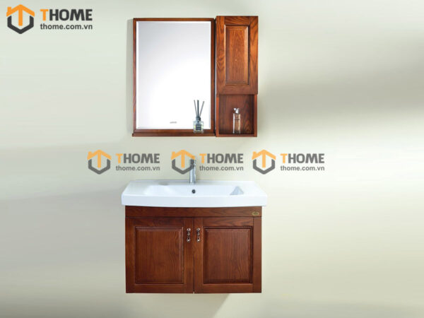 Tủ Lavabo Gỗ Sồi Tự Nhiên Treo Tường 4 Cánh Mở TL-04SN