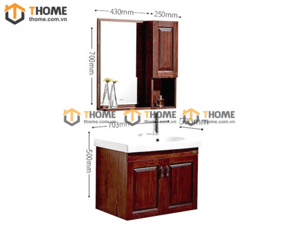 Tủ Lavabo Gỗ Sồi Tự Nhiên Treo Tường 4 Cánh Mở TL-04SN