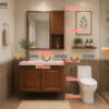 Tủ Lavabo Gỗ Sồi Tự Nhiên Treo Tường 4 Cánh Mở TL-04SN