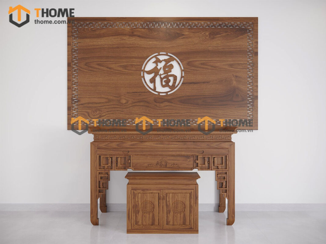 Tủ Thờ Gỗ Sồi Tự Nhiên Hoa Sen Nhiều Kích Thước Phong Thủy TT-09SN