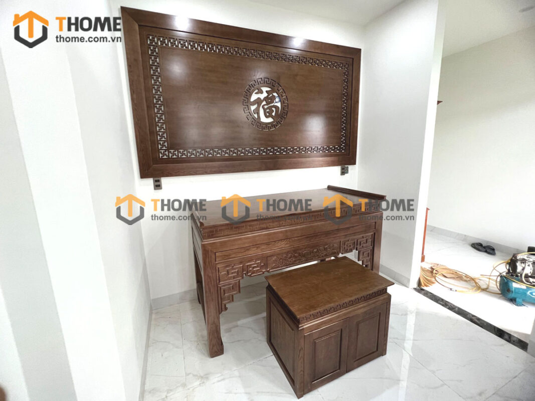 Tủ Thờ Gỗ Sồi Tự Nhiên Hoa Sen Nhiều Kích Thước Phong Thủy TT-09SN