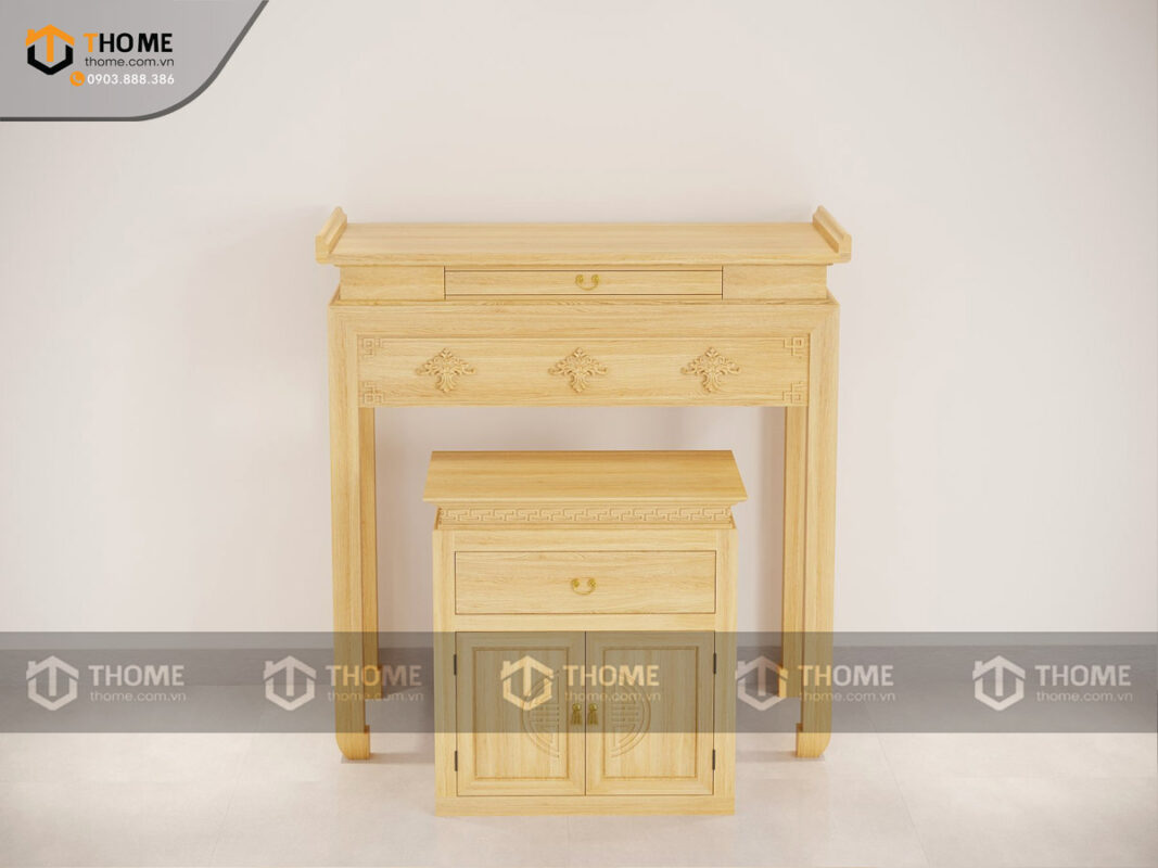 Tủ Thờ Gỗ Sồi Tự Nhiên Số 01 Nhiều Kích Thước Phong Thủy TT-04SN