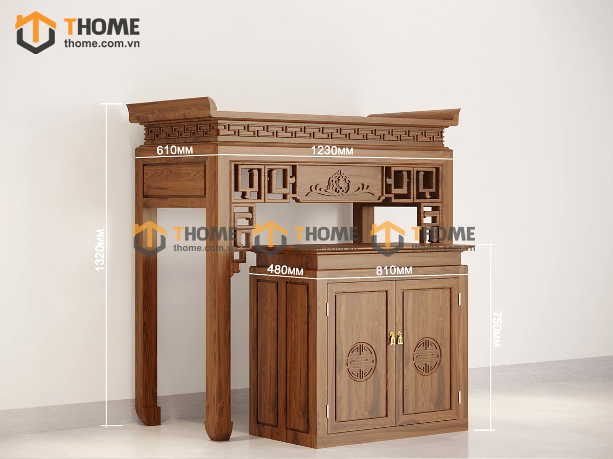 Tủ Thờ Gỗ Sồi Tự Nhiên Số 04 Nhiều Kích Thước Phong Thủy TT-07SN