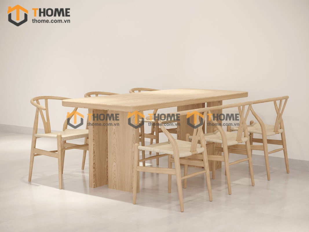 Bộ Bàn Ăn Cano 4 Chân Vuông 6 Ghế (Nhiều Mẫu Ghế) Nhập Khẩu BBA6-43SN