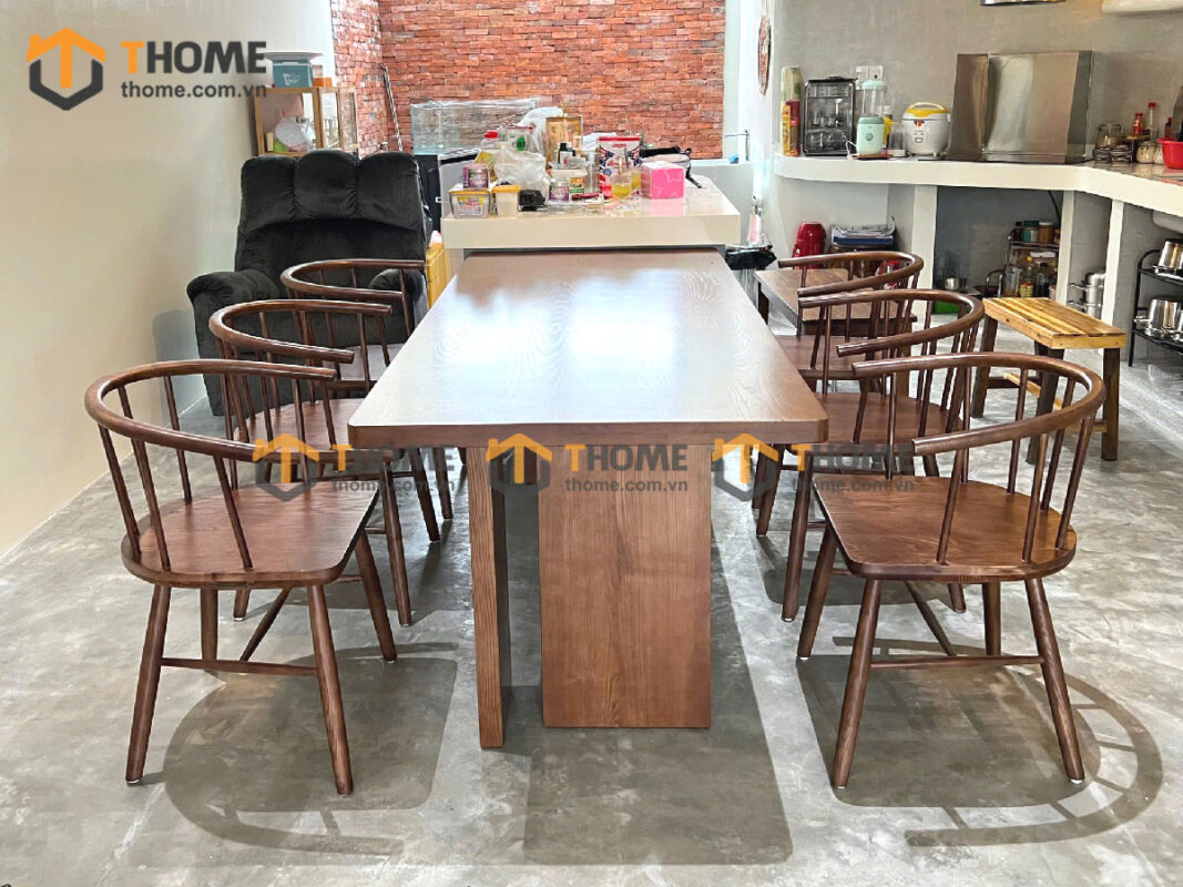 Bộ Bàn Ăn Cano 4 Chân Vuông 6 Ghế (Nhiều Mẫu Ghế) Gỗ Sồi Tự Nhiên BBA6-43SN
