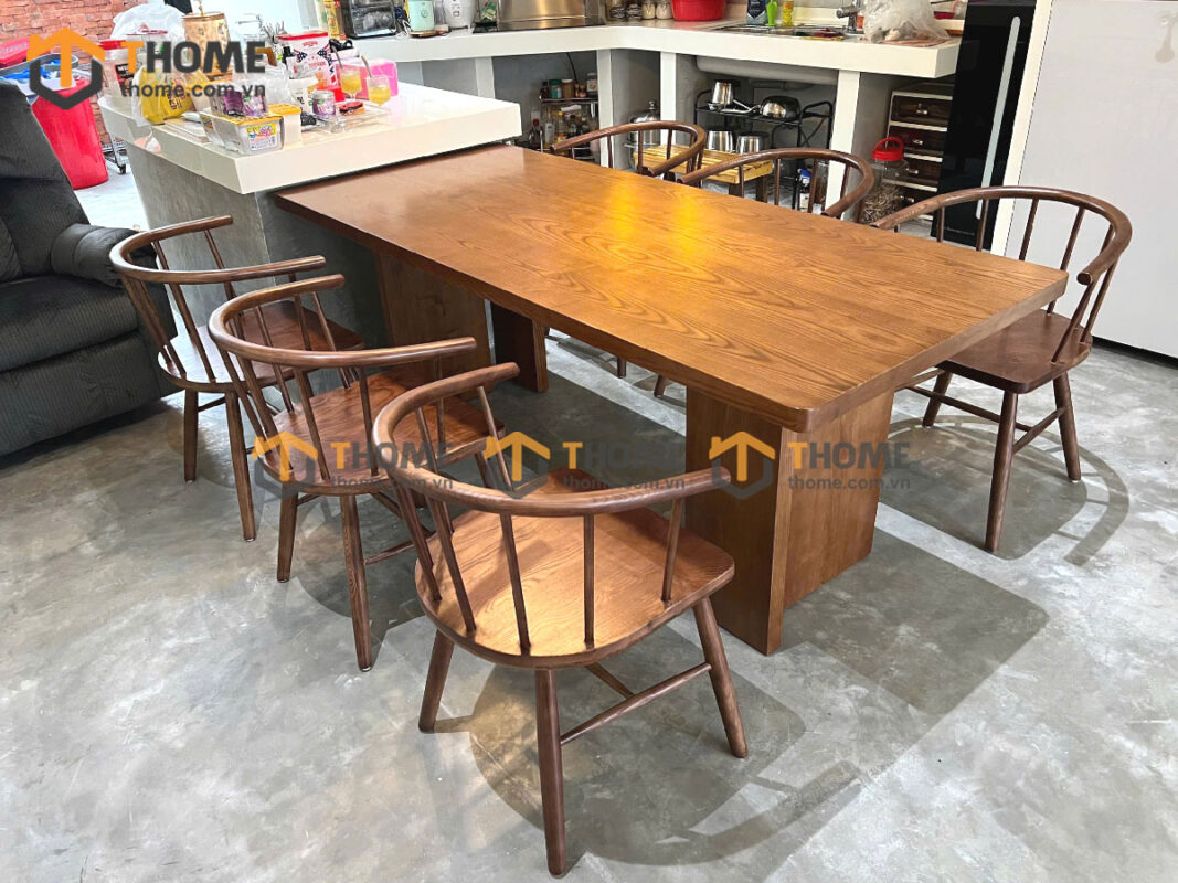 Bộ Bàn Ăn Cano 4 Chân Vuông 6 Ghế (Nhiều Mẫu Ghế) Gỗ Sồi Tự Nhiên BBA6-43SN