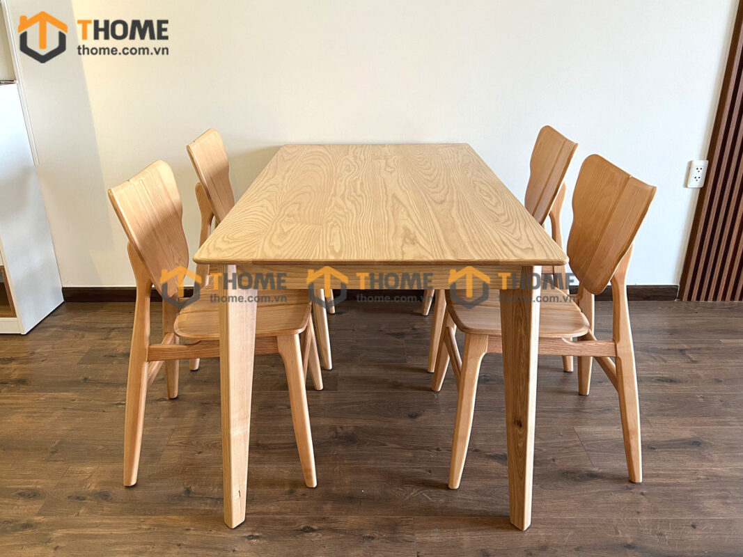 Bộ Bàn Ăn Capri 4 Ghế (Nhiều Mẫu Ghế) Gỗ Sồi Tự Nhiên BBA4-09SN
