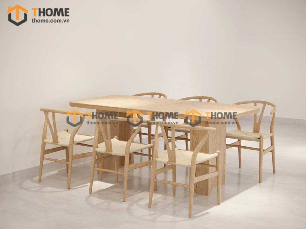 Bàn ăn gỗ sồi tự nhiên Cana màu óc chó BAMG-32SN