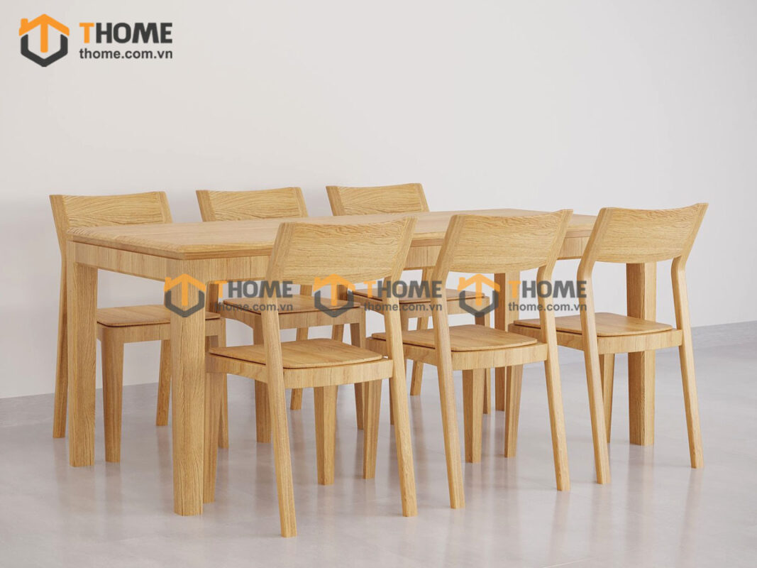 Bàn ăn gỗ sồi tự nhiên OP màu tự nhiên BAMG-25SN