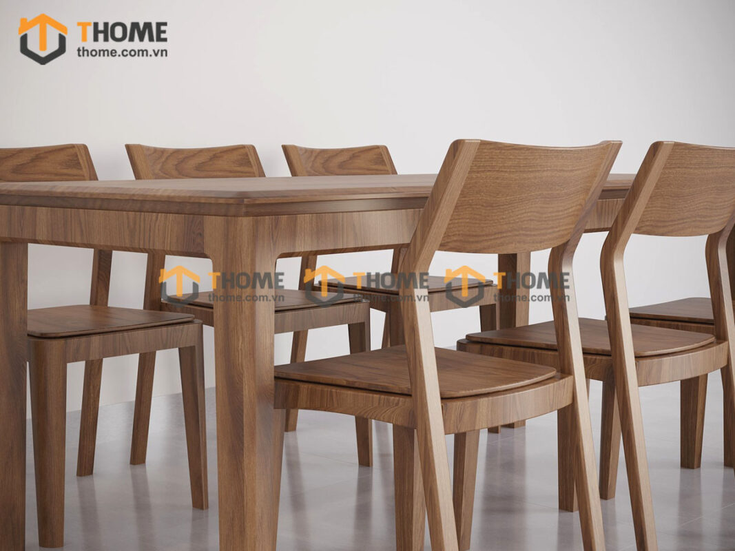 Bàn ăn gỗ sồi tự nhiên Lux màu óc chó BAMG-26SN