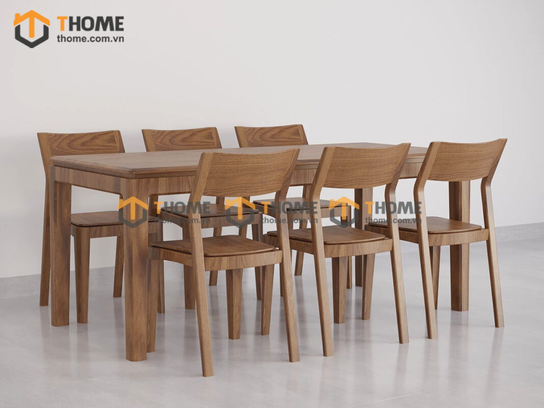 Bàn ăn gỗ sồi tự nhiên Lux màu óc chó BAMG-26SN