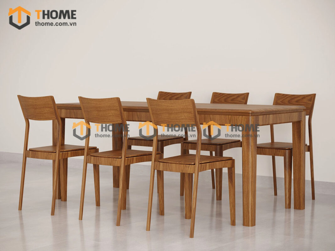 Bàn ăn gỗ sồi tự nhiên Lux màu óc chó BAMG-26SN