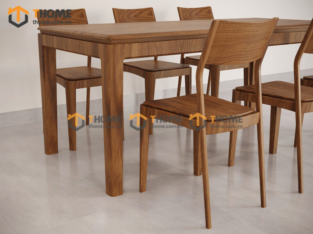 Bàn ăn gỗ sồi tự nhiên Lux màu óc chó BAMG-26SN