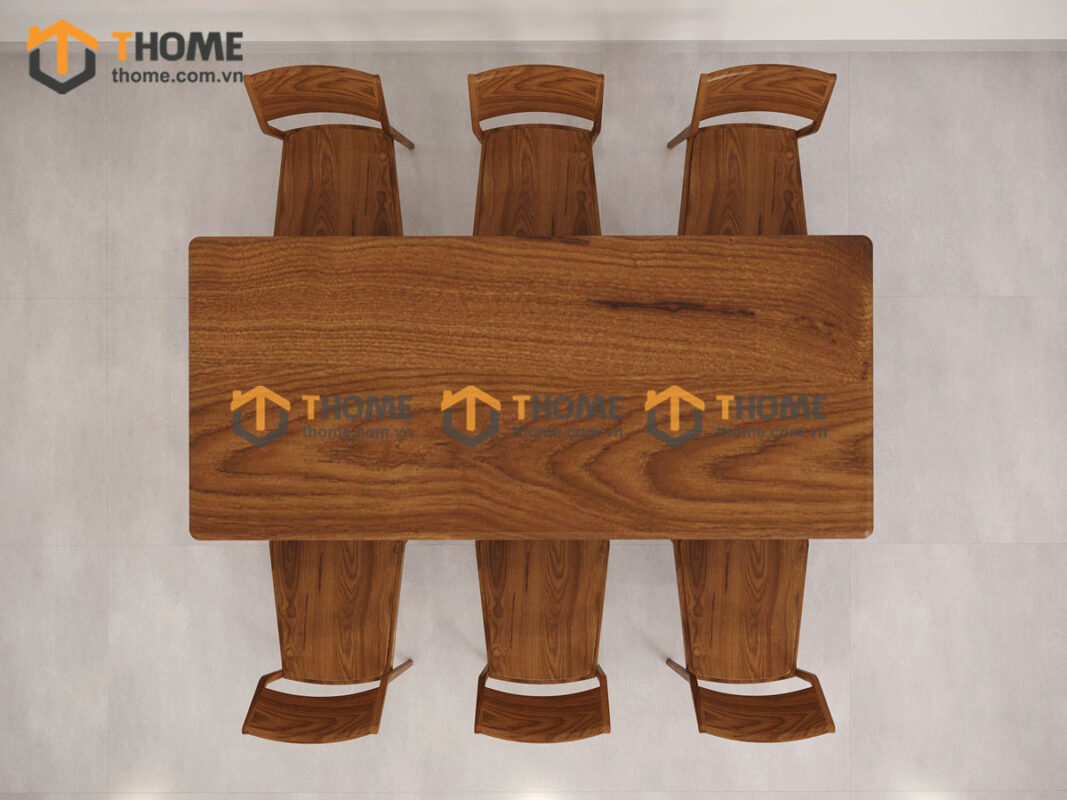 Bàn ăn gỗ sồi tự nhiên Lux màu óc chó BAMG-26SN