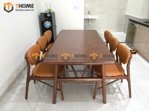 Bộ Bàn Ăn Luca Chân Chữ H 6 Ghế (Nhiều Mẫu Ghế) Gỗ Sồi Tự Nhiên BBA6-44SN