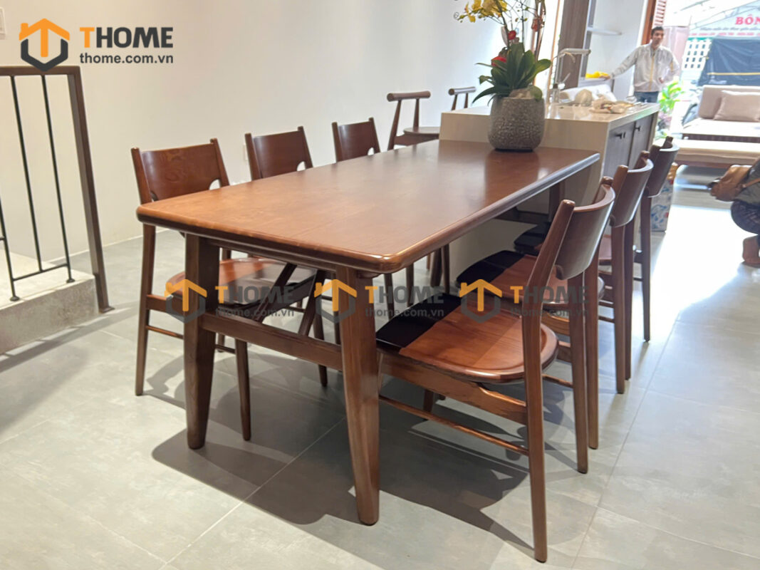 Bộ Bàn Ăn Luca Chân Chữ H 6 Ghế (Nhiều Mẫu Ghế) Gỗ Sồi Tự Nhiên BBA6-44SN